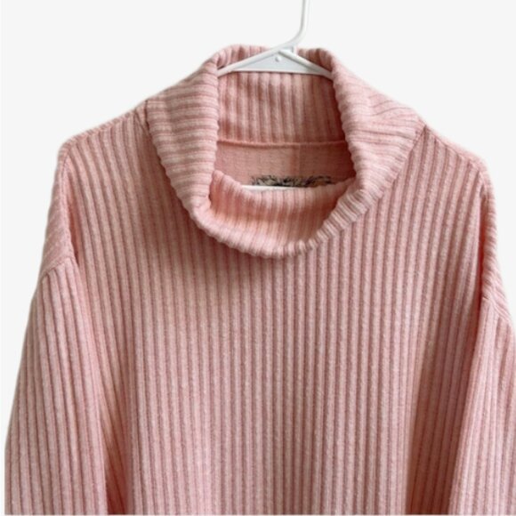Maeve Anthropologie Pink Ribbed Cowl Neck Sweater Pullover Knit Top XS - Picture 3 of 10